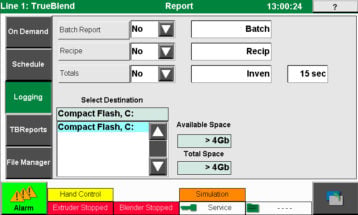 MedLine® TrueBlend™ reporting screen